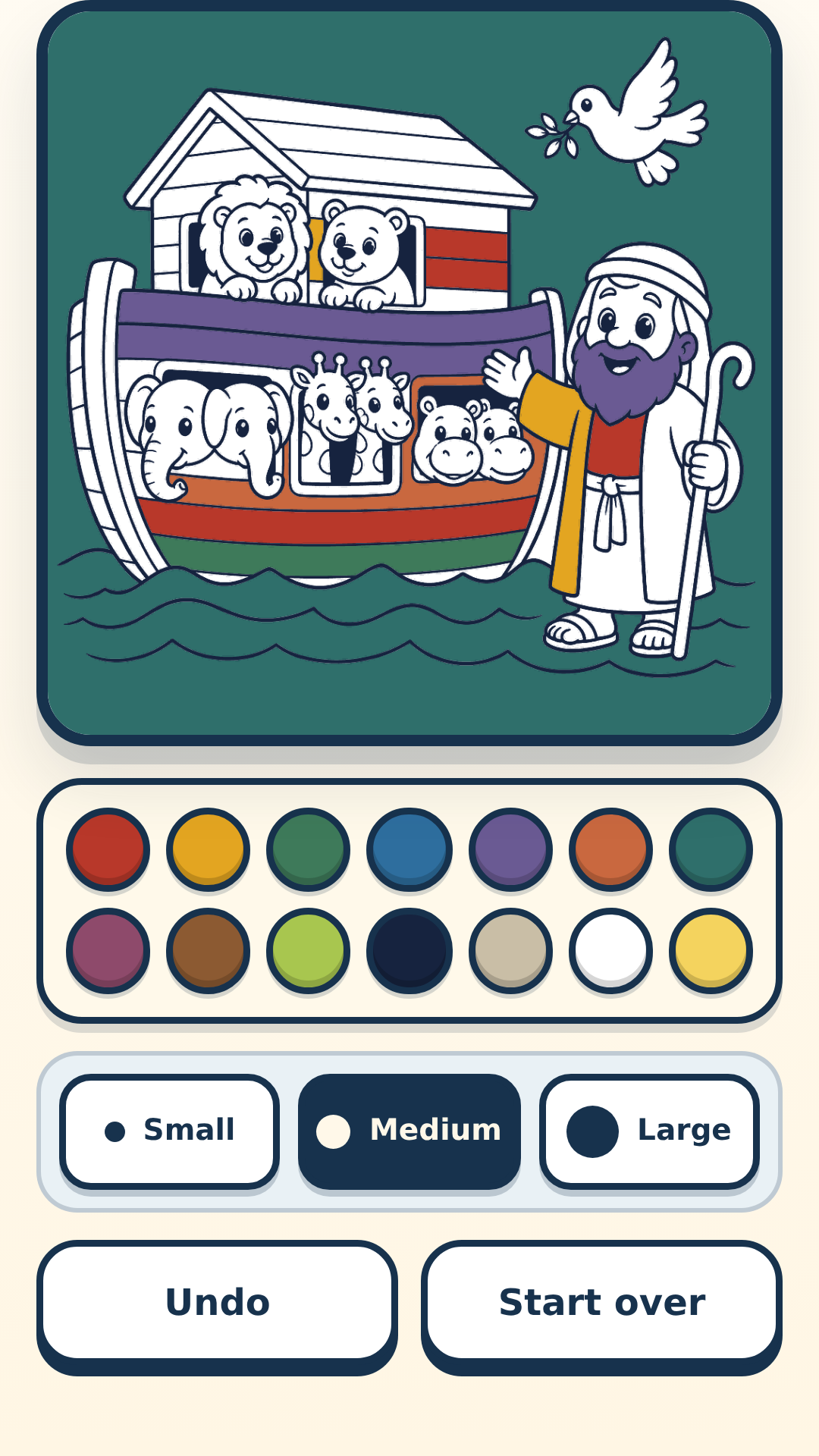 Covenant Kids Bible coloring activity showing Noah's Ark